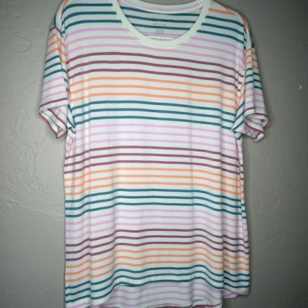 American Eagle Soft & Sexy Multi Stripe Tee